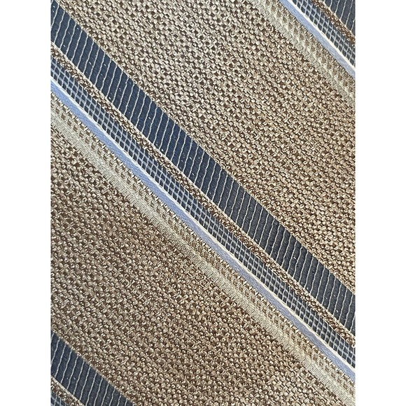 Pronto Uomo Platinum Tan Blue Hand Made 100% Silk Men’s Neck Tie Made In China - Picture 9 of 9